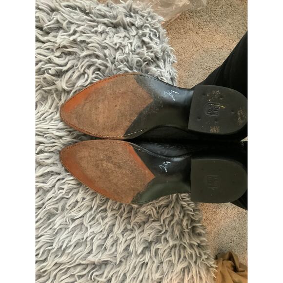 Men’s Dan Post Black Leather Cowboy Boots Red Embroidery - 11.5 - Picture 3 of 5